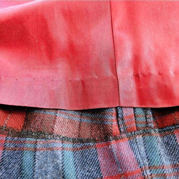 Vintage TWCC Evan Picone Plaid 100% Wool A-Line High Waist Pleated Midi Skirt 10 - Picture 8 of 10